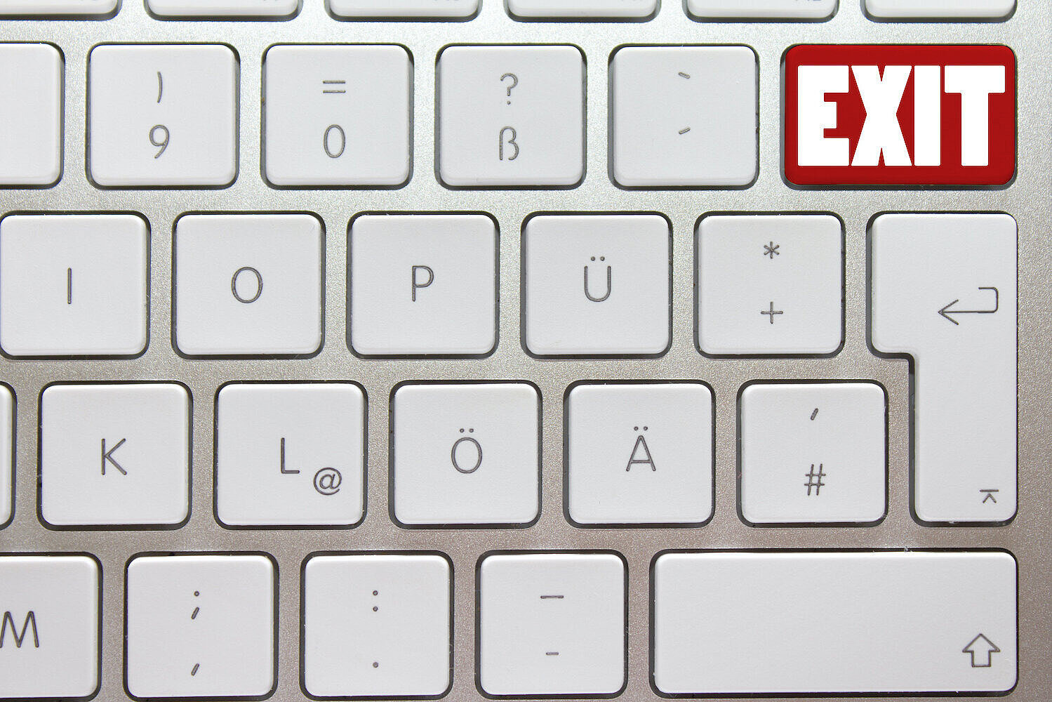 Laptop-Tastatur mit einer roten "Exit"-Taste 