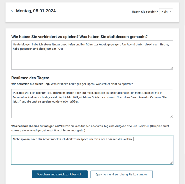 Tagebuchansicht - Detailansicht